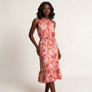 NINE WEST | Floral Flounce Sleeveless Midi Dress Sz L